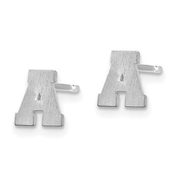 14KW Brushed  Letter A Initial Post Earrings — alternate view