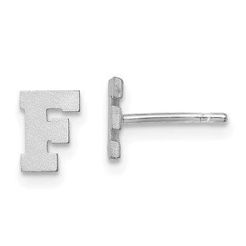 Sterling Silver Rhodium-plated Brushed Letter F Initial Post Earrings