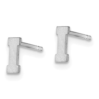 Sterling Silver Rhodium-plated Brushed Letter I Initial Post Earrings — alternate view