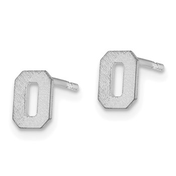 Sterling Silver Rhodium-plated Brushed Letter O Initial Post Earrings — alternate view