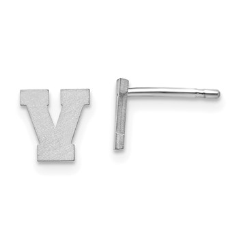 Sterling Silver Rhodium-plated Brushed Letter V Initial Post Earrings