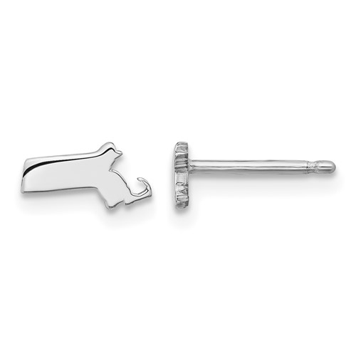 Sterling Silver/Rhodium-plated Massachusetts State Earrings