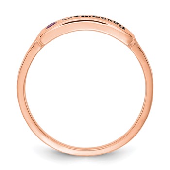 Sterling Silver/Rose Gold-Plated Name and Genuine Stone Ring — alternate view