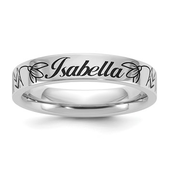 14k White Gold Name and Birth Flower Ring