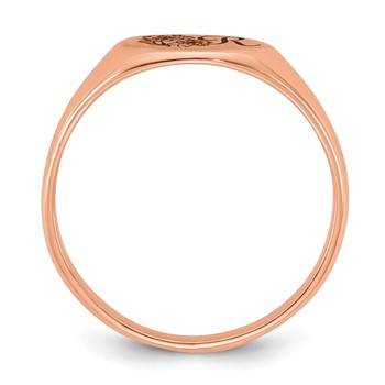 14k Rose Gold Epoxy Initial and Birth Flower Signet Ring — alternate view