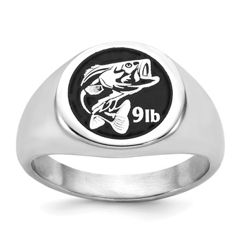Sterling Silver/Rhod-plated Small Round Epoxy Signet Ring