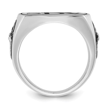 Sterling Silver/Rhod-plated Antler Monogram Cushion Ring — alternate view