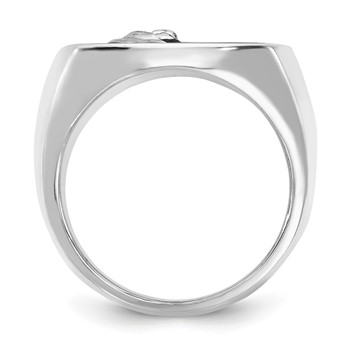 Sterling Silver/Rhod-plated Epoxy Monogram Deer Cushion Ring — alternate view