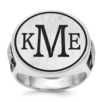 Sterling Silver/Rhod-plated Epoxy Bass Monogram Ring
