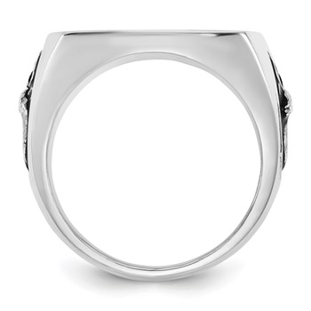 Sterling Silver/Rhod-plated Epoxy Deer Monogram Ring — alternate view