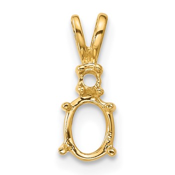 14k Diamond and 6x4mm Oval Pendant Mounting