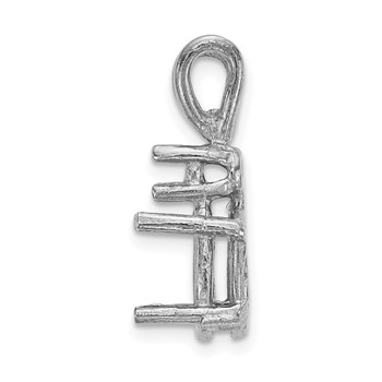 14k White Gold Diamond and 7x5mm Oval Stone Pendant Mounting — alternate view