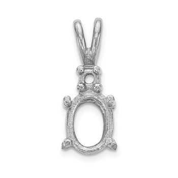 14k White Gold Diamond and 7x5mm Oval Stone Pendant Mounting