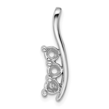 14k White Gold Holds 3-4.3mm Three-Stone Curved Bar Chain Slide Mounting