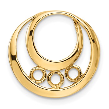 14k Holds 3-3.2mm Three-Stone Circle Chain Slide Mounting