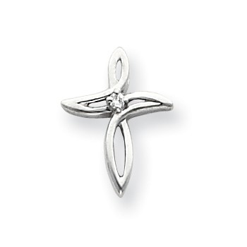 14k White Gold AA Diamond Cross Pendant