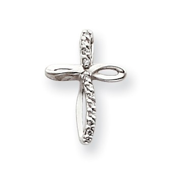 14k White Gold AA Diamond Cross Pendant