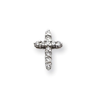 14k White Gold A Diamond cross pendant