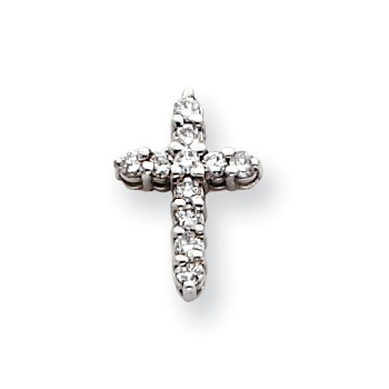 14k White Gold AA Diamond Cross Pendant