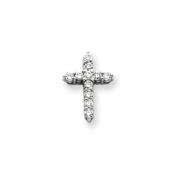 14k White Gold A Diamond cross pendant