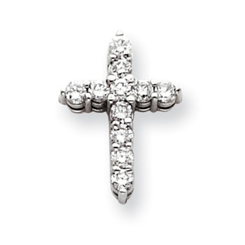 14k White Gold AA Diamond Cross Pendant