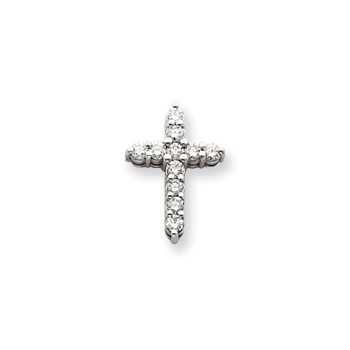 14k White Gold A Diamond cross pendant