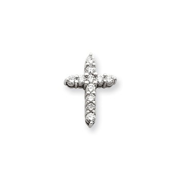 14k White Gold AAA Diamond cross pendant