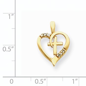 14k AA Diamond Heart & Cross Pendant — alternate view