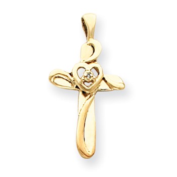 14k AA Diamond Cross Pendant