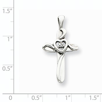 14k White Gold AA Diamond Cross Pendant — alternate view