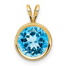 Image of 14k 8mm Blue Topaz bezel pendant