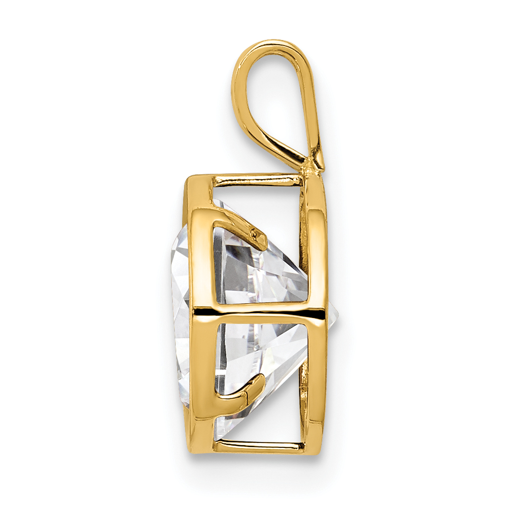CZ 8mm Round Cubic Zirconia Bezel Pendant Charm Real 14k Yellow Gold 13x9mm detailed image 2
