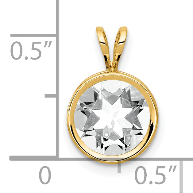 CZ 8mm Round Cubic Zirconia Bezel Pendant Charm Real 14k Yellow Gold 13x9mm detailed image 4