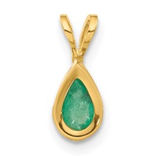 Image of 14k 6x4mm Pear Emerald Bezel Pendant