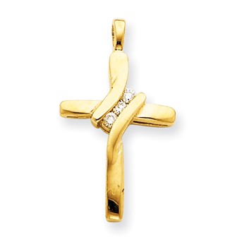 14k AA Diamond Cross Pendant