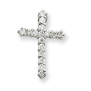 14k White Gold VS Diamond Cross