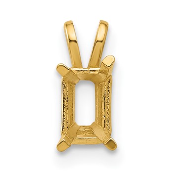 14k 6x4mm Emerald-cut Stone Pendant Mounting
