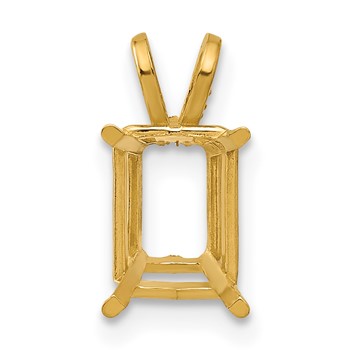 14k 8x6mm Emerald-cut Stone Pendant Mounting