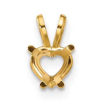14k 5mm Heart Stone Pendant Mounting