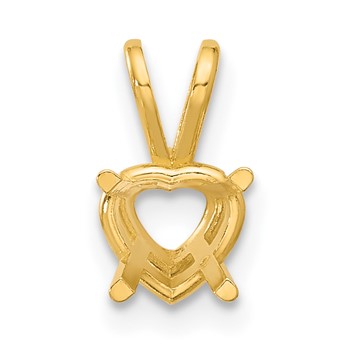 14k 6mm Heart Stone Pendant Mounting
