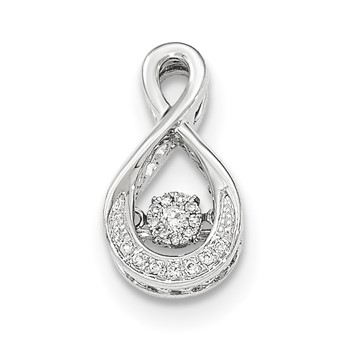 14k White Gold .10ct Vibrant Moving Diamond Teardrop Necklace