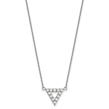 14k White Gold AA Quality Diamond 13mm Triangle Necklace — alternate view