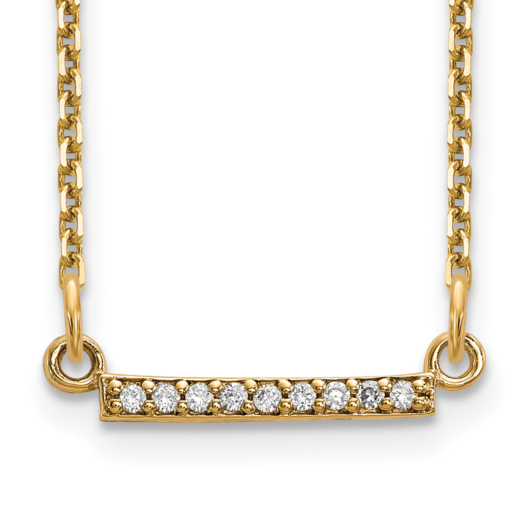 14k Polished 1/20 carat A Diamond Tiny Bar 18 inch Necklace