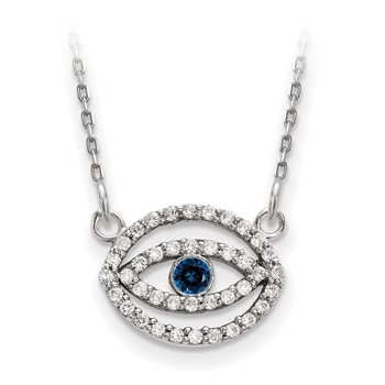 14kw Small Diamond Halo Evil Eye Necklace
