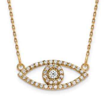 14ky Small Diamond Evil Eye Necklace