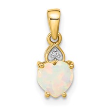 Image of 14k Diamond and Opal Polished Heart Pendant