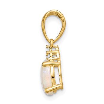 14k Austrian Opal and Diamond Pendant — alternate view