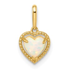 Image of 14k Lab Created Opal Heart Pendant