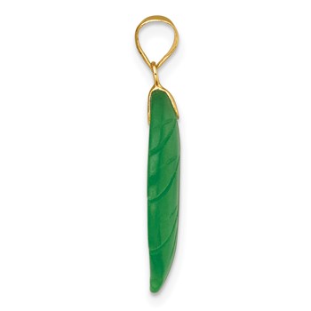 14K Polished Carved Jade Leaf Pendant — alternate view
