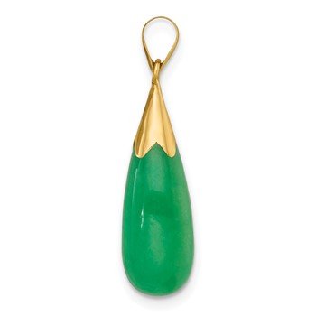 14K Polished Jade Teardrop Pendant — alternate view